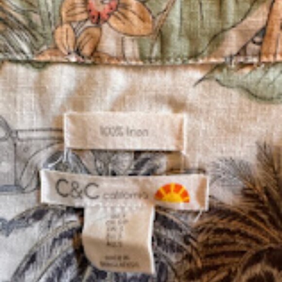 C & C California Tropical Travel 100% Linen Shirt Dress – Size Small - Picture 5 of 5